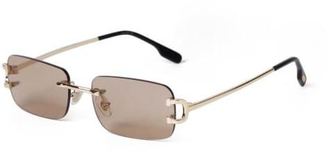 ADEWU Sonnenbrille Retro Vintage Brille Randlos UV Schutz Schmale Rechteckige Sonnenbrille Herren Damen Unisex