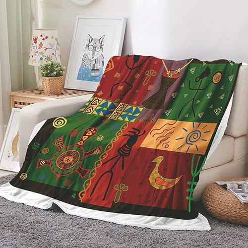 EHOMERY Kuscheldecke Aesthetic Decken Zum Selbst Gestalten Kuscheldecke Tochter Von Papa Wärmedecke Reise Ethnisches Retro-Muster Herbst-Decke Grün 200x150cm