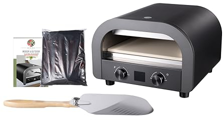 Daintree Life 12” Indoor and Outdoor Electric Pizza Oven – Portable Grill and Pizza Oven – LED Display – IPX4 Splash Proof – Timer and Temperature Control – with Raincover, Pizza Stone, Pizza Shovel