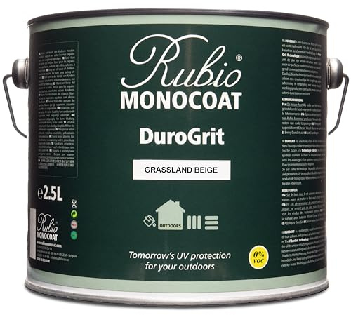 Rubio Monocoat DuroGrit Outdoor Wood Oil, Stain & Sealer - Grassland Beige | 1 Layer, UV Protection for Deck, Fence & Furniture | 2,5L