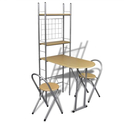 LAPOOH Frühstückstisch einklappbarer Küchentisch mit 2 Stühlen, Bartisch Mit Barhocker Set, Bartisch Küche, Esstisch Mit Stühlen, Wohnzimmer Möbel, Bar Tischset Mit Hocker 241032