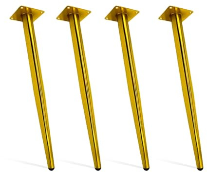 Dining Table Legs Industrial Furniture Legs 4 PCS Tapered Desk Legs For Coffee Tables Bench Chair Dresser With Adjustable Protector Feet(Gold,72cm)