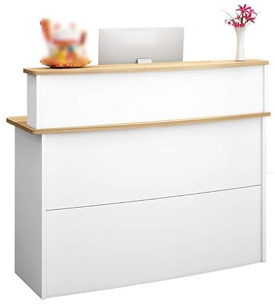 Schreibtisch aus Holz mit Schublade, Empfangstisch für Zuhause, Büro, Salon, Spas, 100 x 42 x 102 cm