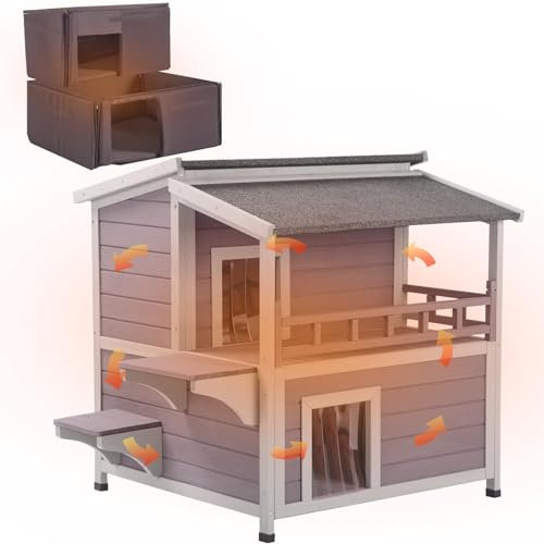 Aivituvin Outdoor-Katzenhaus isoliert, wetterfest verwilderte Katze Unterschlupf für Winter, beheizte Katze Condo