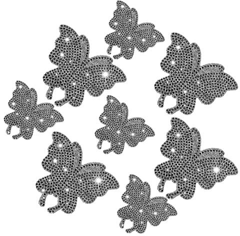 Yuqilin 8 Stücke Glitzer Schmetterling Sticker, Strasssteine Selbstklebend Aufkleber, Bling Strass Schmetterling Abziehbilder Kleber, Schöne Aufkleber für Autos Tassen Computer (Schwarz)