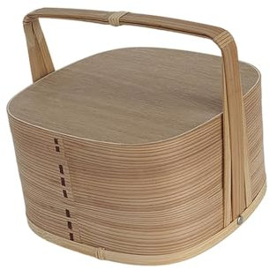 KESOTO Caja Bento de Madera Portátil con Asa, Ideal para Sushi Y Comidas Al Aire Libre, de Madera, 22x22x21 Cm