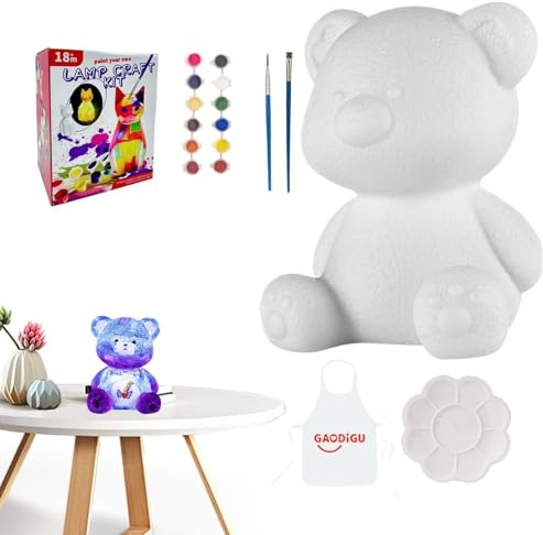 Modelo de pintura de oso fluido, pinta tu propio kit de lámpara de oso creativo, kit de pintura en blanco para decoración del hogar, pintura artística de oso, adecuado para regalos de Navidad para