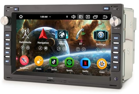 Erisin 8 Núcleos 4GB+64GB Android 14 DAB+ Radio Coche Estéreo para VW Bora Passat B5 Jetta Golf MK4 Polo T4/T5 SKODA Fabia SEAT GPS Navegador Soporte CarPlay Android Auto Wifi 4G USB Bluetooth 5.0 DSP