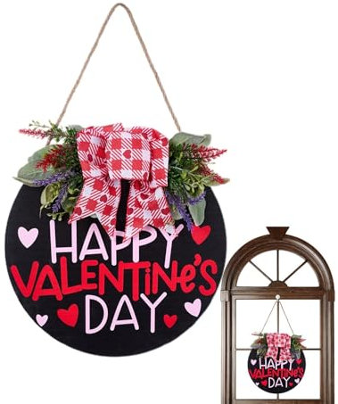 Valentinstag-Türschild, Valentinstag-Türdekoration, Bauernhaus-Valentinstags-Dekoration, Valentinstags- -Schild, 30 cm Kranz, Wanddekoration, romantische Herz-Türdekoration für Tisch, Fenster,
