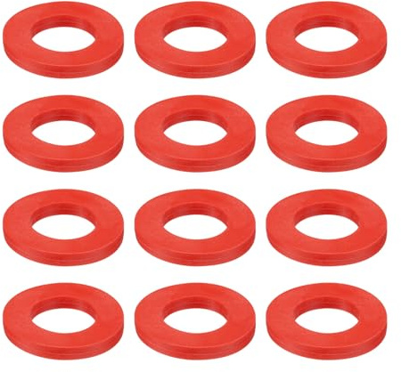 QUARKZMAN 12 Stück Solide Silikon Flachdichtung DN32 1-13/16 OD x 1-1/5 ID x 1/4 Dicke Große Unterlegscheiben O-Ring Dichtungsdichtungen, Industrielle Flache Gummispacer, Rot