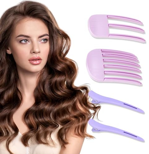OPVYAEU 2 Piezas Clips de volumen para el cabello, unidades para flequillo esponjoso, clip de volumen para la línea del cabello, pinzas para el pelo, sin huellas, clips de elevación de raíces(Púrpura