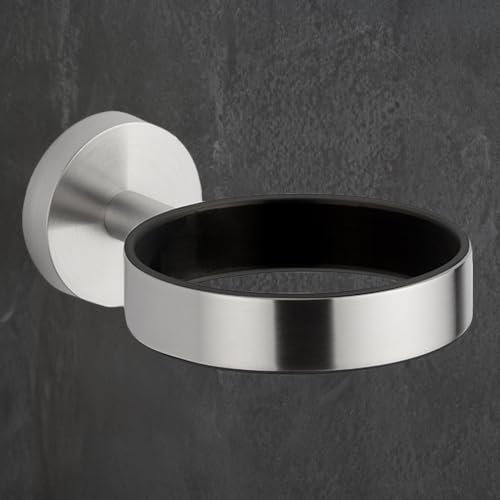 bürstenking – Föhnhalter Edelstahl Innendurchmesser 86 mm – Hochwertiges und modernes Design – Haartrocknerhalterung inkl. Schutzring – Einfache Wandmontage – Edelstahl matt gebürstet – Serie 190