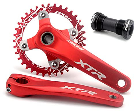 Fahrrad Kurbel Garnitur, Kurbelgarnitur, Fahrradkurbelgarnitur, Mountainbike-Kurbelgarnitur, 104BCD, Fahrrad-Hohlkurbel, Kettenblatt, 170 mm, Kurbelarmsatz aus Aluminiumlegierung mit Tretlager, geeig