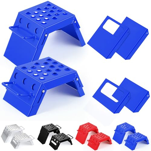 DaisyInner 2 Pcs Moto Starting Block Aid Adjustable 3-9 Starting Blocks Motorsport Foot Stool Dirt Bike Accessories for E Bikes Youth Moto Crossers Touring Motorcycles (Blue)
