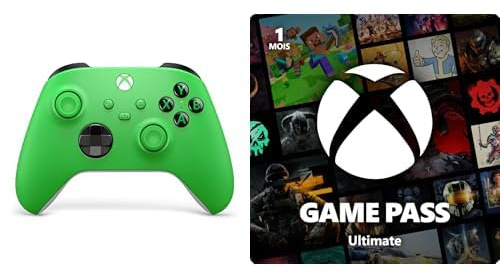 Xbox Wireless Controller - Velocity Green + Game Pass Ultimate - 1 Mois Abonnement