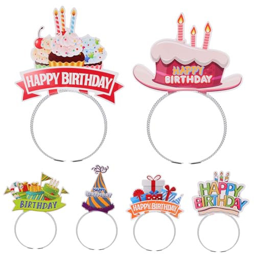 QUMIIRITY 6pezzi Fasce Per Compleanno Cerchietti Festivi Per Decorazioni Compleanno Accessori Per Feste Cerchietti Leggeri e Semplici