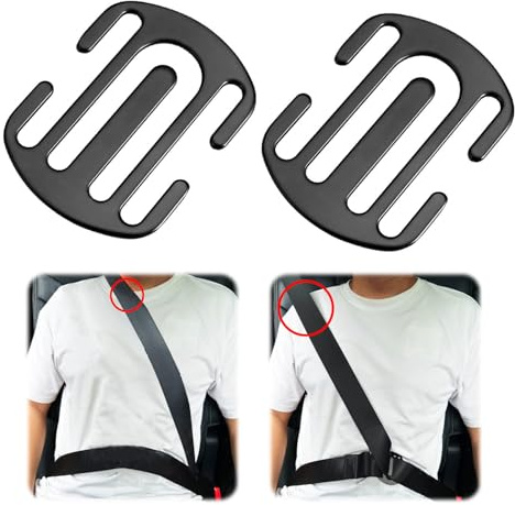 2Pcs Car Seat Belt Adjuster Clips, Safety Belt Buckle for Kids & Adults, Universal Metal Seatbelt Locking Clip, Shoulder Strap Stopper for Most Auto Models, Comfort & Protection, Easy Install