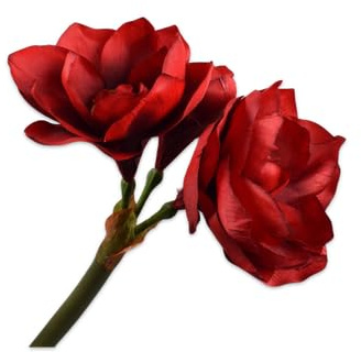 Silk-ka Kunstblume - Seidenblume - Kunstzweig Amaryllis Stiel Rot-Grün 61cm
