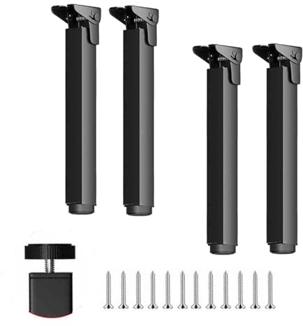 Gambe regolabili in metallo per tavolino da caffè fai da te, confezione da 4 piedini pieghevoli per mobili, design con chiusura a cerniera, altezza 60 cm, ideali per tavoli da campeggio e uso