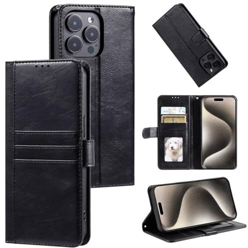 WOWUDI Funda para Moto G22 Funda de Cuero con Cremallera Cierre Magnético Carcasa de Cartera con 9 Ranuras para Tarjetas Función Stand Cover -Negro