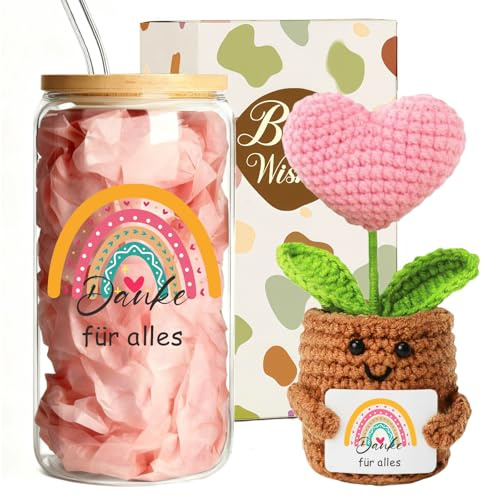 MEIMUCUL Dankeschön Geschenke für Frauen,Trinkgläser Danke Geschenkset | Danke für Alles,Kleines Dankeschön Geschenk für Erzieherin,Hebamme,Kollegin,Mitarbeiter,Team,Thank You Gift