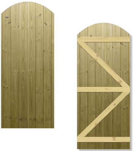 Arch Top Garden Gate 6x2.5ft (H: 6ft x W: 2.5ft) Semi-Braced Tongue & Groove Handmade Wooden Side Entry Pressure Treated Pedestrian - Ideal Home Pathway/Walkway Access Height: 1800mm x Width: 750mm