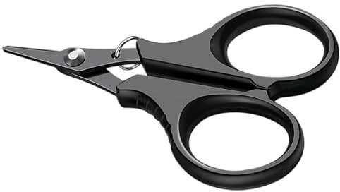 Avejjbaey Tijeras de pesca de acero inoxidable con dientes dentados, cortador de línea trenzada, alicates de tijera de pesca de acero inoxidable