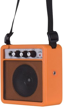 POENVFPO Mini-Gitarrenverstärker, 5 W Tragbarer Elektrischer Akustikverstärker mit Lautstärkeregler, Tonreglern, 6,35-mm-Eingang, Kopfhörerausgang, Batterie- oder Gleichstromversorgung, 12,7 X 6 X
