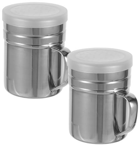 Angoily Lot de 2 saupoudreuses à Sucre Glace - Saupoudreuse à Cannelle en Acier Inoxydable pour Bar à café - Salières et poivrières pour assaisonnement