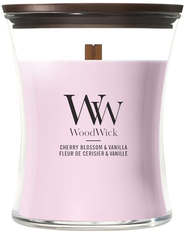 WoodWick Candela profumata | Candela a clessidra media | Cherry Blossom & Vanilla | Regali perfetti per donne