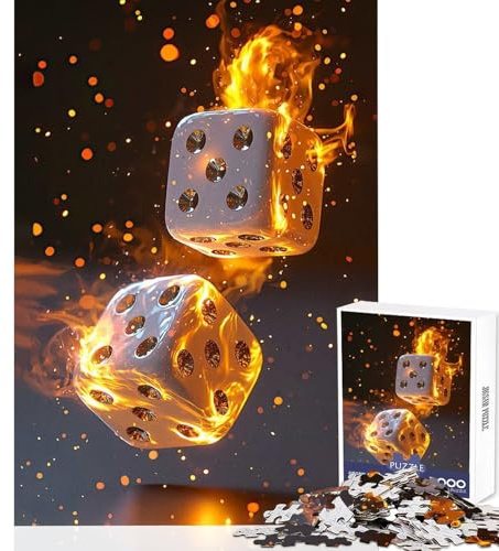 Flammende Würfel-Puzzles 1000 Teile kniffliges Spiel gratfrei sauber geschnittene Teile fesselnde Freizeitbeschäftigung für gemütliche Stunden zu Hause (50x75cm)