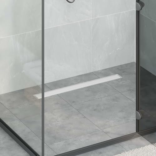 Runheo Evacuation douche 2-en-1 en acier inoxydable 70 cm avec siphon à 360° et couverture réversible pour salle de bain moderne, ajustable, carrelable, avec pieds réglables et installation facile