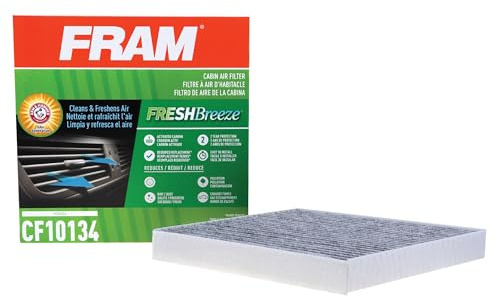 FRAM Fresh Breeze Cabin Air Filter Replacement for Car Passenger Compartment w/ Arm and Hammer Baking Soda, Easy Install, CF10134 for Honda Vehicles, white
