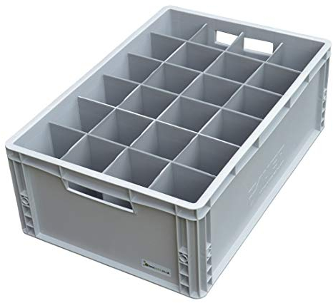 Glassjacks Wine Glass Storage Crate 24 Cells | Item width 65mm to 81mm, Glass max height 200mm. Lid Included.