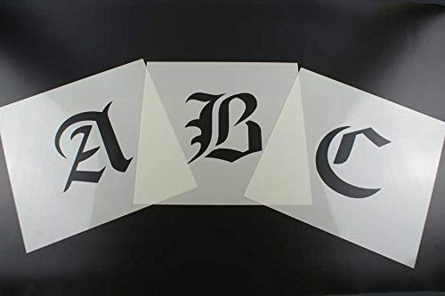 200mm Buchstabenschablonen A-Z altdeutsche Schrift AD mit Sprühnebelschutz