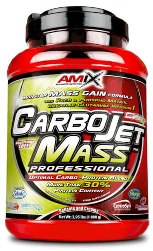 AMIX - Complemento Alimenticio - Carbojet Mass Professional - Carbohidratos y Proteínas para Aumentar Masa Muscular - Concentrado Proteína de Suero - Recuperador Muscular - Frutas del Bosque - 1,8 KG
