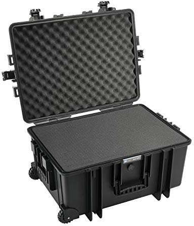 B&W Transportkoffer Outdoor - Typ 6800 - Schwarz mit Würfelschaum, Trolley Koffer, ideal auf Tour - Wasserdicht nach IP67 Zertifizierung, Staubdicht, Bruchsicher und Unverwüstlich