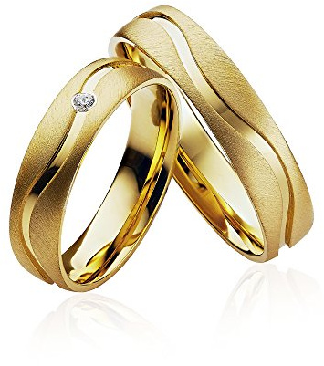 2x Eheringe Partnerringe Trauringe Verlobungsringe Freundschaftsringe in 585 Gold *mit Gravur und Stein*