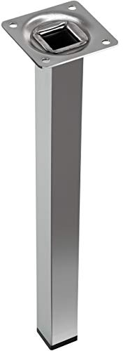 Gedotec Gamba per mobili cromata Gamba per tavolo da 250 mm con piedini in plastica nera - H3917 | Metallo solido | Gambe base in cromo lucido - 1 pezzo