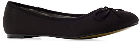 Andrés Machado - Ballerines pour Femmes/Filles à Talons Plats et nœud décoratif - TG104 - Chaussures Plates pour l´éte et l´Hiver - en Tissu de Satin - Noir EU 45