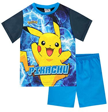 Pokemon Schlafanzug Jungen | Pikachu Pyjama Kurz Blau 128