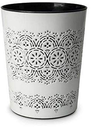 HOMION 9 Litre Flora Waste Container Basket Storage Bin for Office Room Bathroom Usage Small Paper Waste Bin Sack Leightweight Round Bin for Kitchen Home Office Toilet (White)