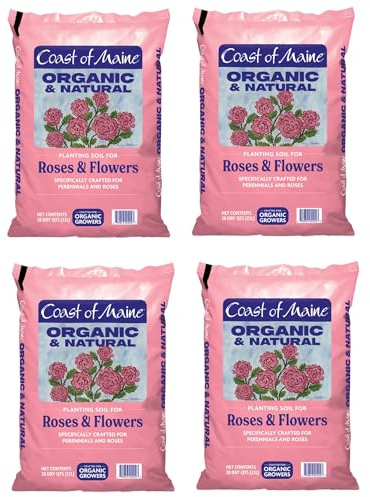 Coast of Maine Organic & Natural Planting Soil for Roses & Flowers - Premium Garden Soil w/Composted Manure, Sphagnum Peat Moss for Multi Use In Ground & Containers - Enhanced Drainage (20 Qt)