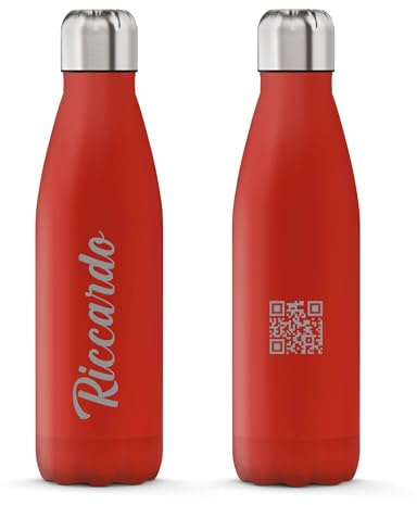 THE STEEL BOTTLE - Incisione a Laser su Bottiglia Termica in Acciaio Inox, Isolamento sottovuoto a Doppia Parete, capacità 500 ml, Chiusura Ermetica, Borraccia Portatile (Rosso)