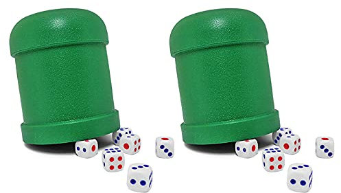 Würfelbecher, Würfelbecher, Casino-Gefälligkeiten, Kunststoff, 2 Tassen und 12 Würfel
