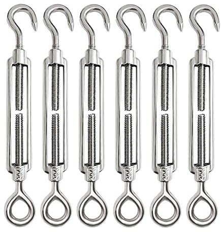 6 Stücke Drahtspanner Spannschloss Hakenaugen Spannschraube Draht Spanner Edelstahlspanner-Set für hohe Beanspruchung verstellbar (M4)