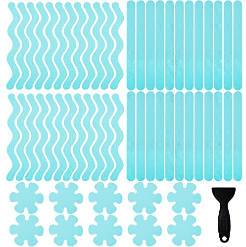 FULANDL 58PCS Bathtub Non Slip Stickers, Anti Slip Shower Stickers Safety Strips Adhesive Decals with Scraper, for Bath Tub Stairs Ladders Shower Room