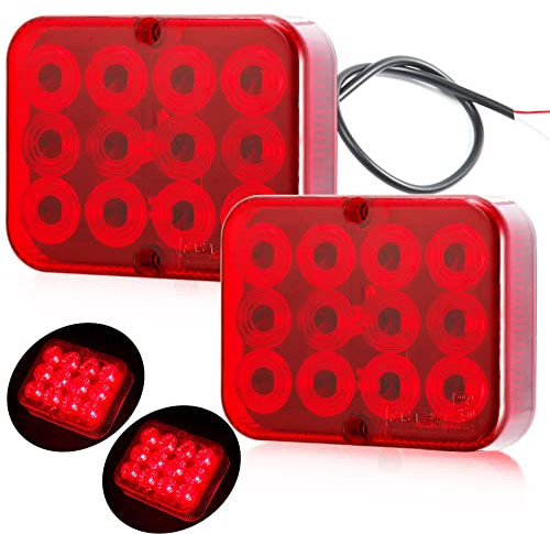 DARKGUARD 2xRosso Fendinebbia Posteriore LED 12v per Rimorchi E-mark Fendinebbia Veicolo Blocchi Luci Antinebbia,Impermeabile Lampada del Freno Led per Camion Caravan Furgoni Auto Trattore