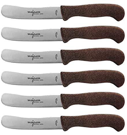6 Stück Mojawo Scharfes Bio Frühstücksmesser Buckelsmesser Buttermesser Brötchenmesser Rostfreie Qualität 'Made in Solingen' biologisch abbaubarer Kunststoff (Kokos 80%)