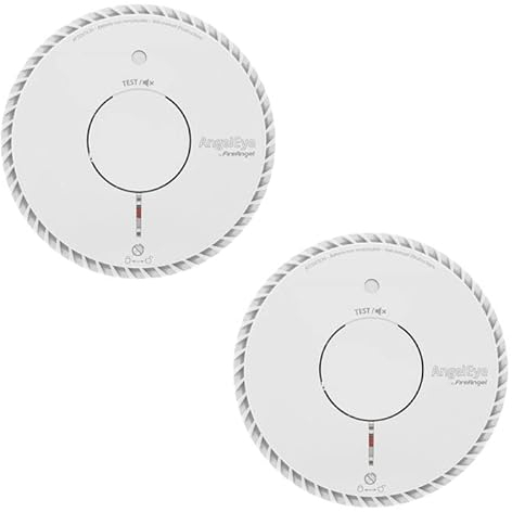 AngelEye Lot de 2 Détecteurs de Fumée Optique NF Piles 10 Ans AE6620-FRR-T2 (Nouvelle génération, remplace Elegance Expert Duo TPST-AE620-FRR)